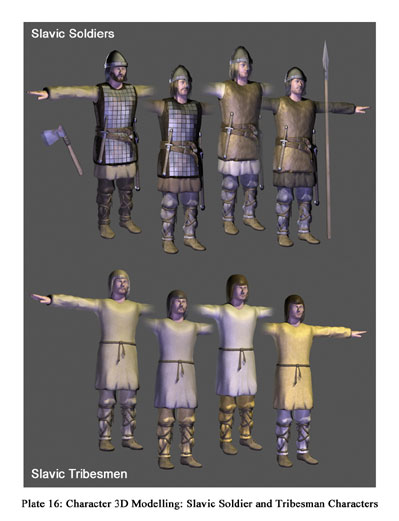 Plate 16: Character 3D Modelling: Slavic Soldier and Tribesman Characters