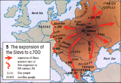 The expansion of the Slavs to c.700